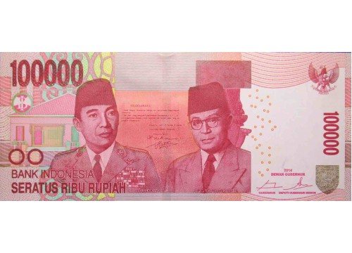 Банкнота Индонезия 100000 (сто тысяч) рупий 2014 год. Pick 153d. UNC